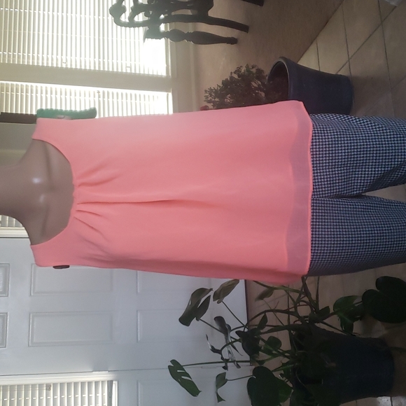 EM M neon orange sleeveless flowy top crisscross back - Picture 2 of 7